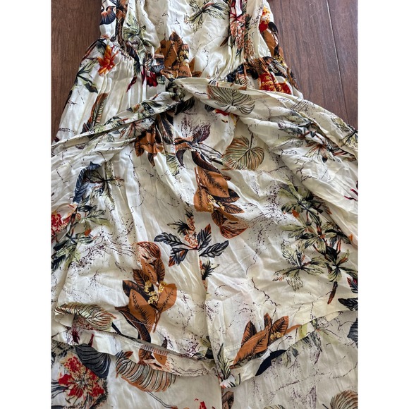 Tropical Floral Maxi Romper Dress High Slit festival Whimsical Fairy Large - Picture 4 of 5